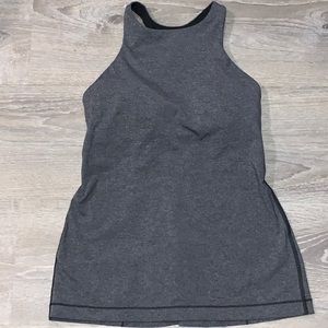 Lululemon Gray fitted workout top, lined with inside sports bra, size 6